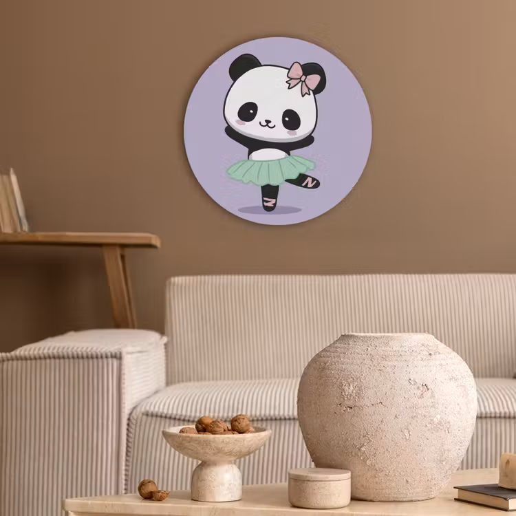 Panda - Paars - Sierlijk - Kawaii Akoestische PET Vilt - Rond klein -sfeer1