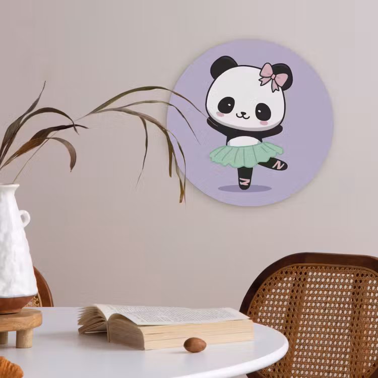 Panda - Paars - Sierlijk - Kawaii Akoestische PET Vilt - Rond klein -sfeer3