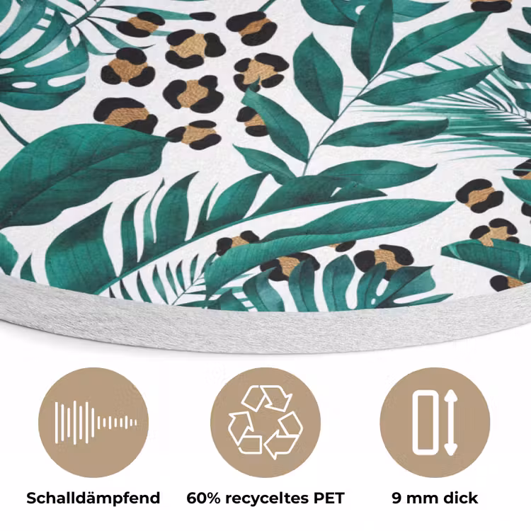 Panterprint - Bladeren - Jungle Akoestische PET Vilt - Rond klein -closeup_DE