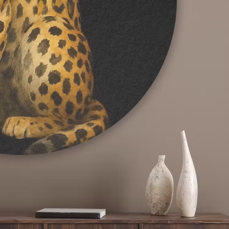 Panter - Realistisch - Bruin Akoestische PET Vilt - Rond klein -sfeer5_closeup