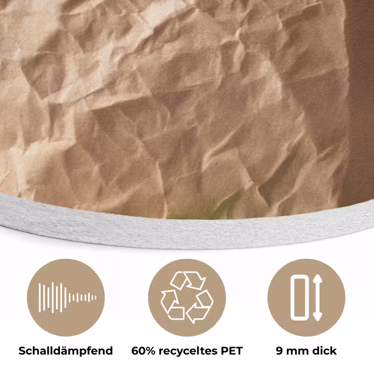 Papieren - Boodschappen - Groente - Kleurrijk Akoestische PET Vilt - Rond klein -closeup_DE