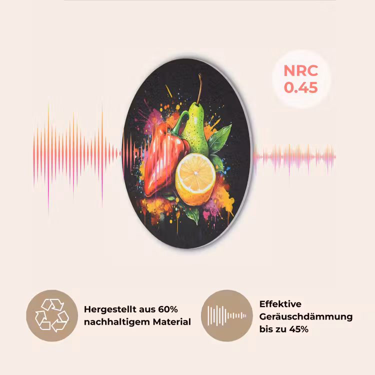 Paprika - Peer - Citroen - Graffiti - Verf - Abstract Akoestische PET Vilt - Rond klein -USP_DE