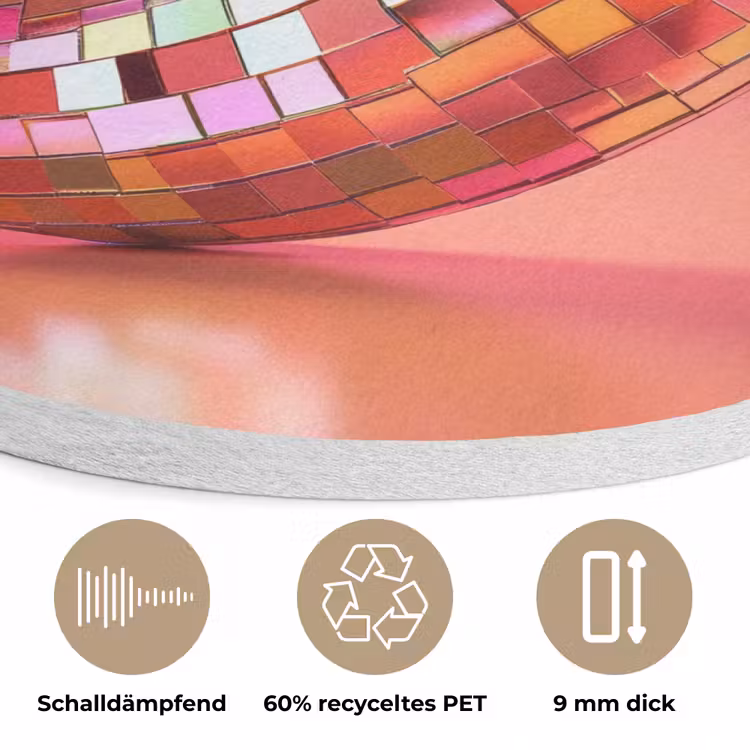 Peper - Disco - Rood - Glitter Akoestische PET Vilt - Rond klein -closeup_DE