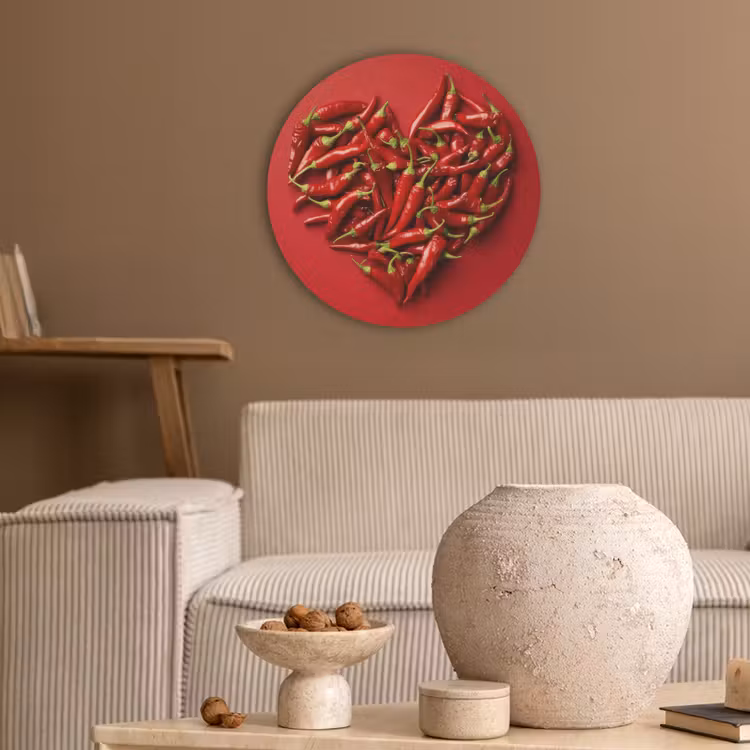 Pepers - Rood - Hart Akoestische PET Vilt - Rond klein -sfeer1
