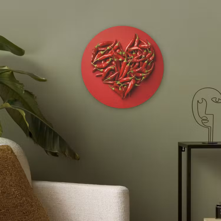 Pepers - Rood - Hart Akoestische PET Vilt - Rond klein -sfeer2