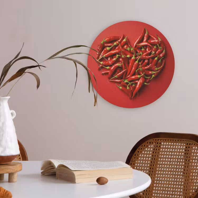 Pepers - Rood - Hart Akoestische PET Vilt - Rond klein -sfeer3