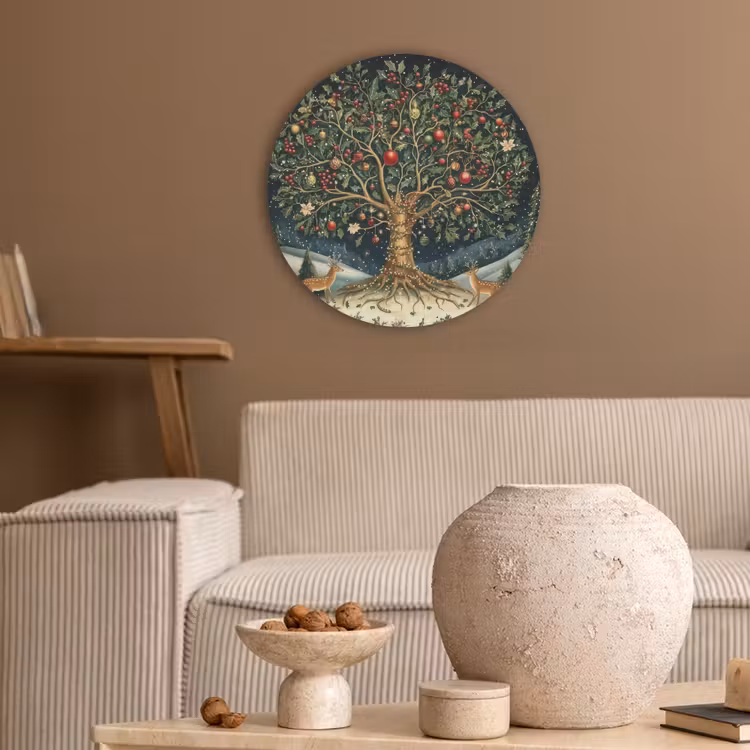 Feestboom - Winterhemel - Kleurrijk Akoestische PET Vilt - Rond klein -sfeer1