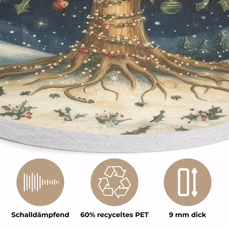 Feestboom - Winterhemel - Kleurrijk Akoestische PET Vilt - Rond klein -closeup_DE