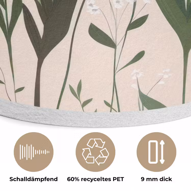 Pasteltinten - Bloemen - Illustratie Akoestische PET Vilt - Rond klein -closeup_DE