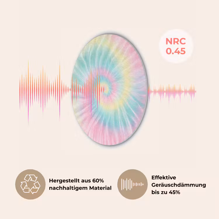 Pasteltinten - Tie dye - Roze Akoestische PET Vilt - Rond klein -USP_DE