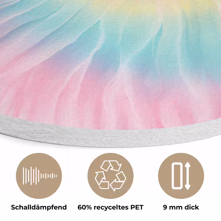 Pasteltinten - Tie dye - Roze Akoestische PET Vilt - Rond klein -closeup_DE