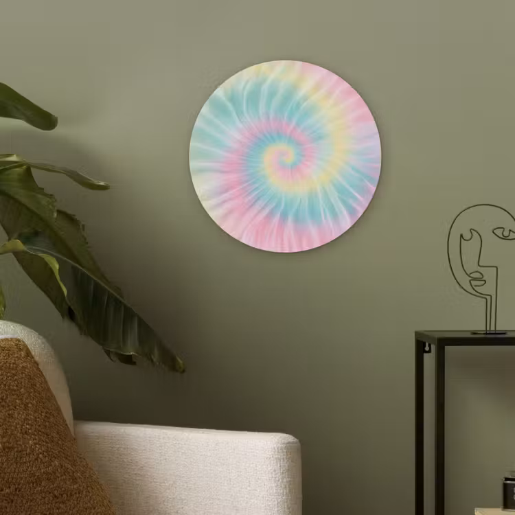 Pasteltinten - Tie dye - Roze Akoestische PET Vilt - Rond klein -sfeer2