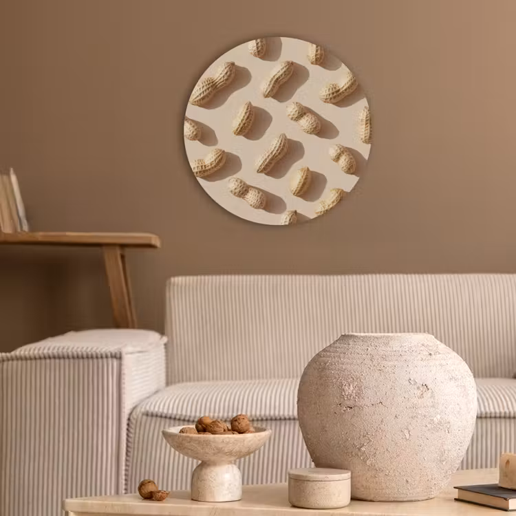 Pinda's - Patroon - Beige Akoestische PET Vilt - Rond klein -sfeer1