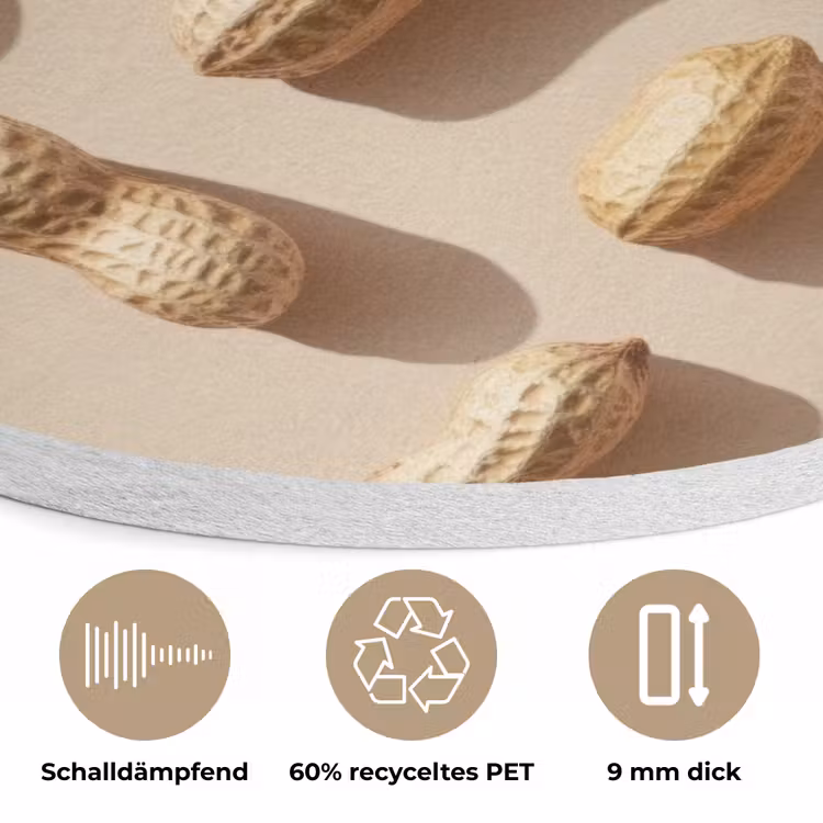 Pinda's - Patroon - Beige Akoestische PET Vilt - Rond klein -closeup_DE