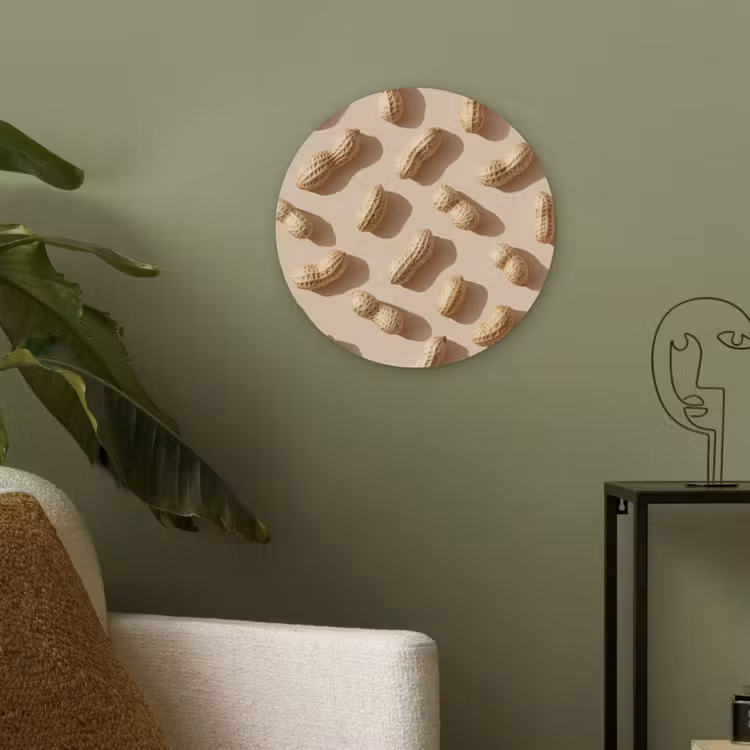 Pinda's - Patroon - Beige Akoestische PET Vilt - Rond klein -sfeer2