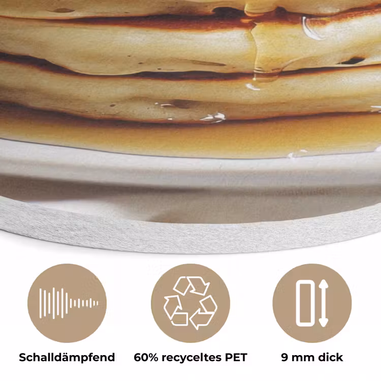 Pannenkoeken - Banaan - Siroop - Wit - Beige Akoestische PET Vilt - Rond klein -closeup_DE