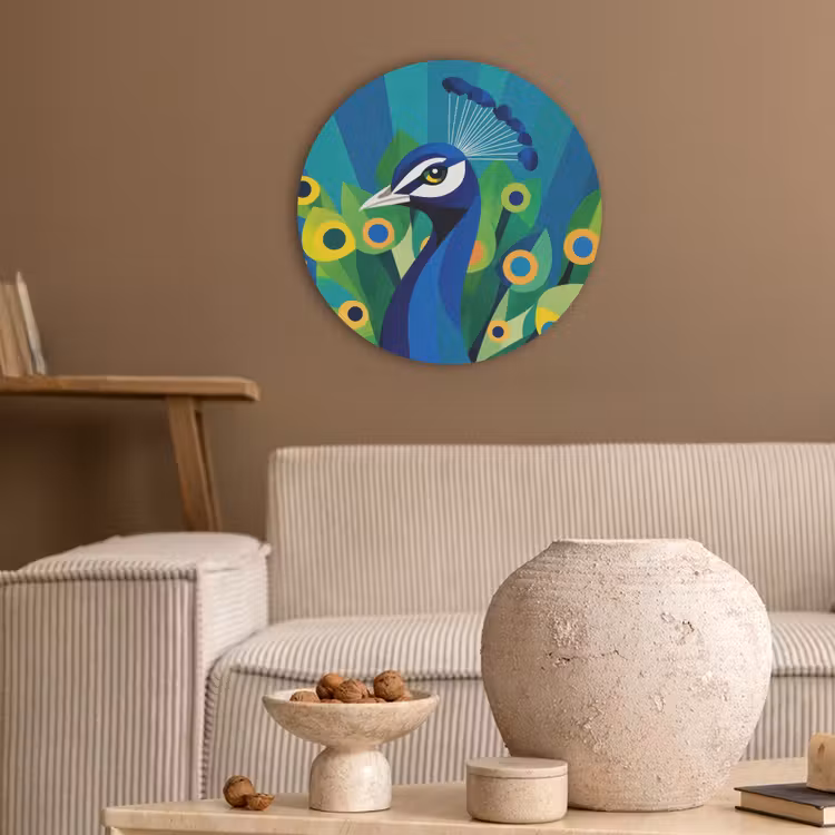 Pauw - Cirkels - Blauw Akoestische PET Vilt - Rond klein -sfeer1