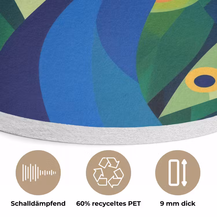 Pauw - Cirkels - Blauw Akoestische PET Vilt - Rond klein -closeup_DE