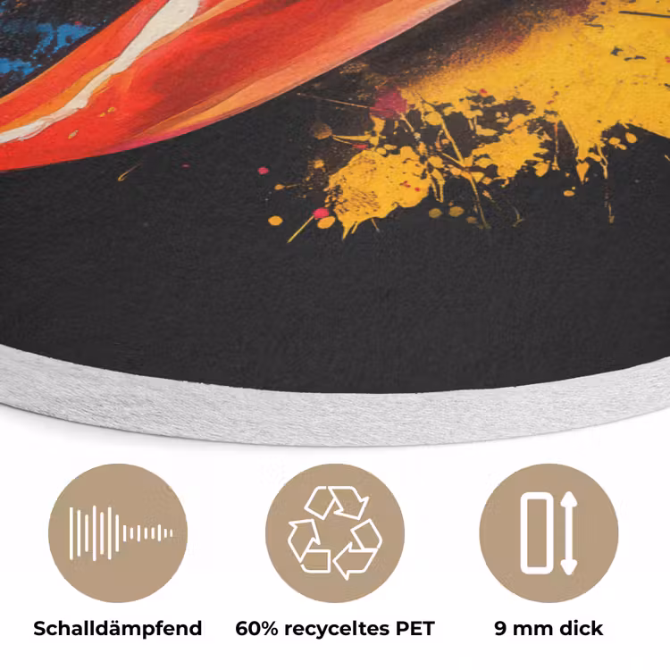 Peper - Graffiti - Verf - Abstract - Modern - Kleurrijk Akoestische PET Vilt - Rond klein -closeup_DE
