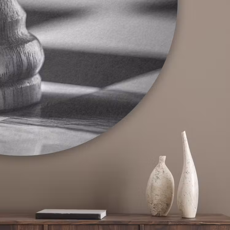 Paard - Hout - Schaalbord - Zwart Akoestische PET Vilt - Rond klein -sfeer5_closeup