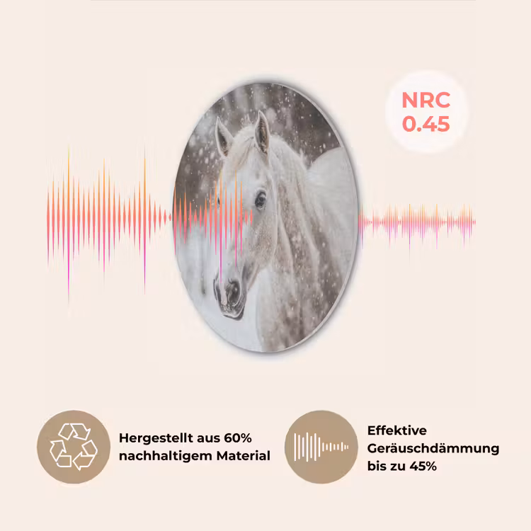 Paard - Wit - Winter - Natuur - Sneeuw - Dieren Akoestische PET Vilt - Rond klein -USP_DE