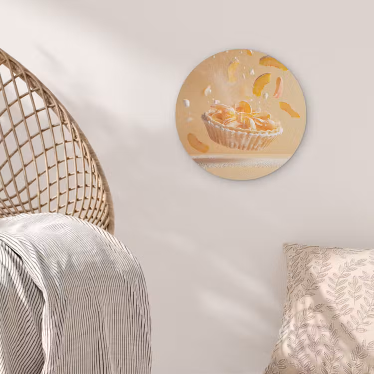 Peach - Eten - Taart - Oranje Akoestische PET Vilt - Rond klein -sfeer4