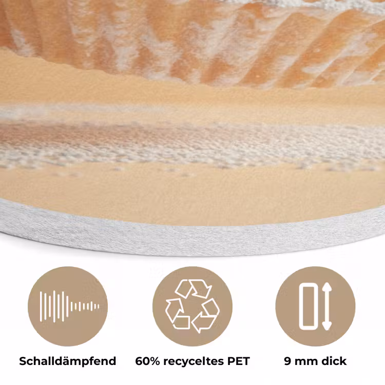 Peach - Eten - Taart - Oranje Akoestische PET Vilt - Rond klein -closeup_DE
