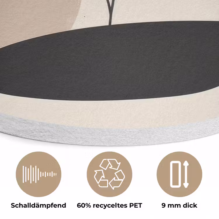 Plant - Beige - Japandi Akoestische PET Vilt - Rond klein -closeup_DE