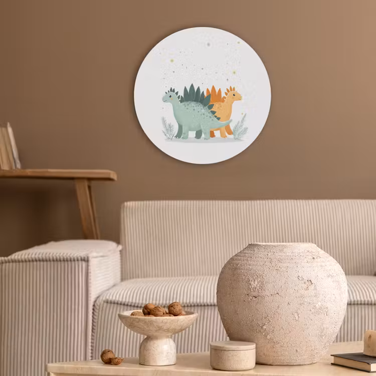 Planten - Sterren - Dinosaurussen - Oranje Akoestische PET Vilt - Rond klein -sfeer1