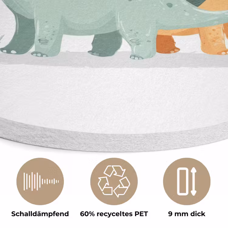 Planten - Sterren - Dinosaurussen - Oranje Akoestische PET Vilt - Rond klein -closeup_DE