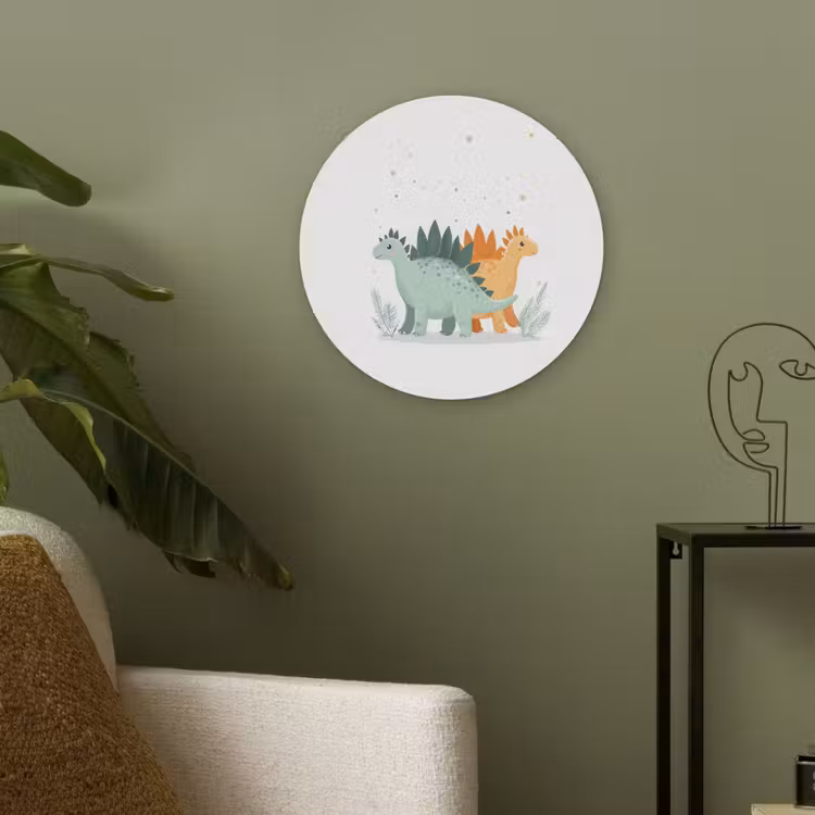 Planten - Sterren - Dinosaurussen - Oranje Akoestische PET Vilt - Rond klein -sfeer2