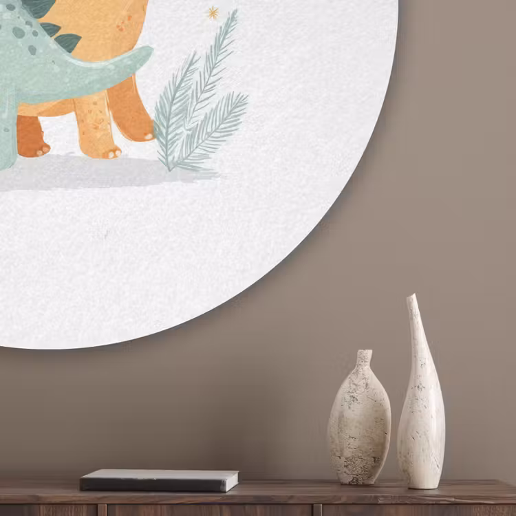 Planten - Sterren - Dinosaurussen - Oranje Akoestische PET Vilt - Rond klein -sfeer5_closeup