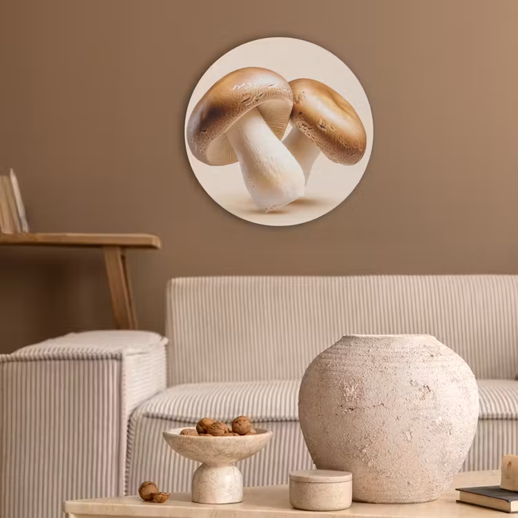 Champignons - Zacht - Beige Akoestische PET Vilt - Rond klein -sfeer1