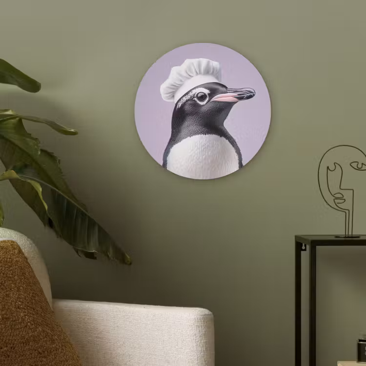 Pinguïn - Koksmuts - Lief - Paars Akoestische PET Vilt - Rond klein -sfeer2