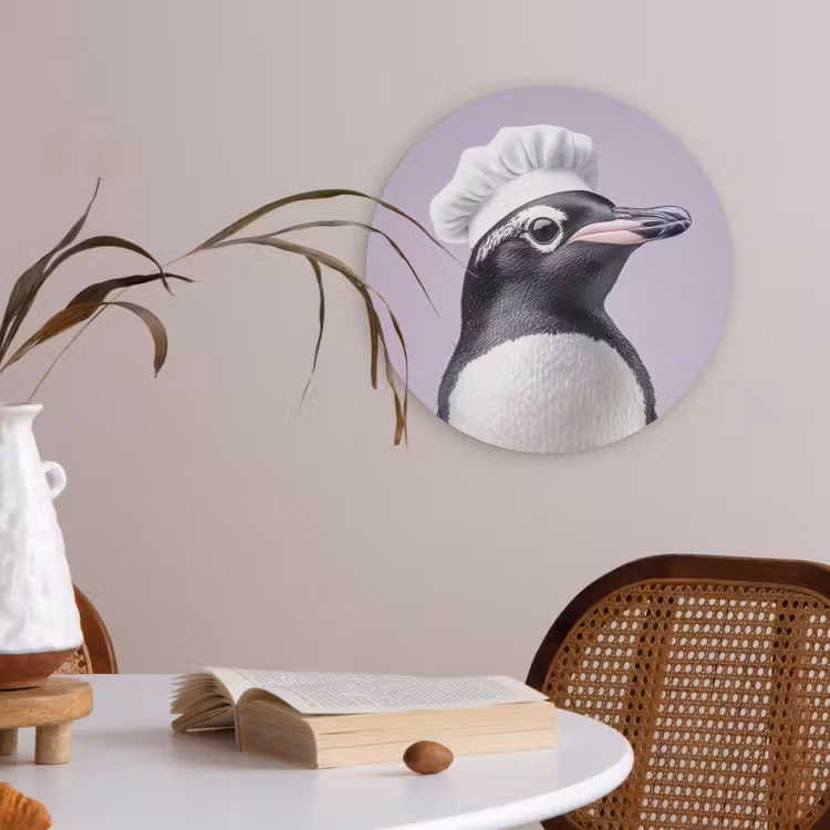 Pinguïn - Koksmuts - Lief - Paars Akoestische PET Vilt - Rond klein -sfeer3