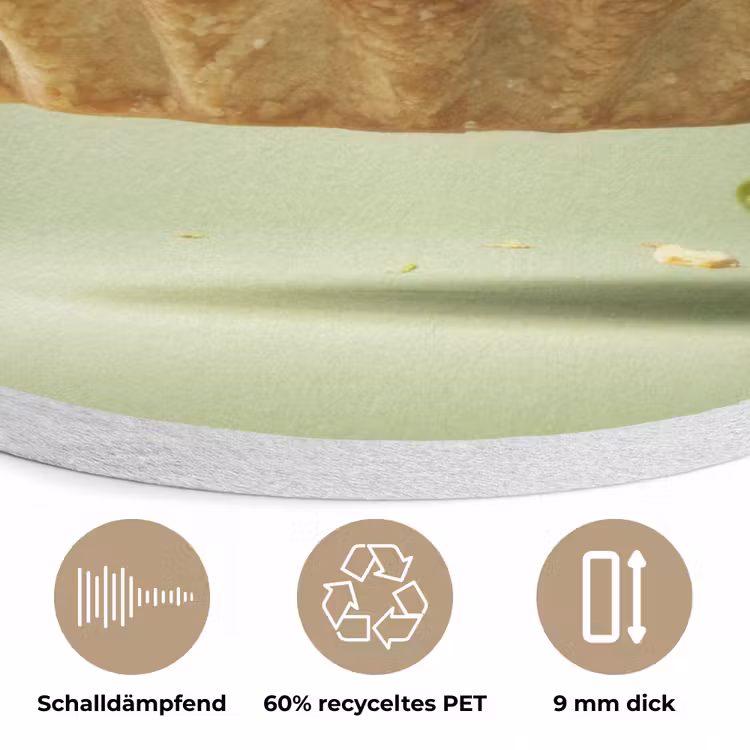 Pistache - Taart - Noten - Eten Akoestische PET Vilt - Rond klein -closeup_DE