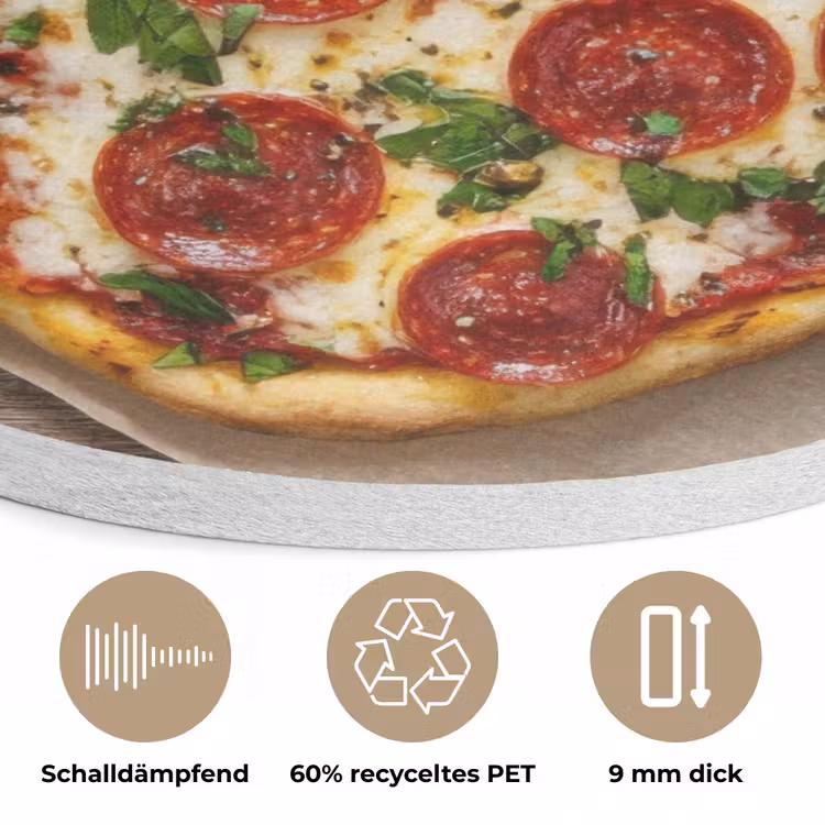 Pizza - Hart - Pepperoni - Tomaat Akoestische PET Vilt - Rond klein -closeup_DE