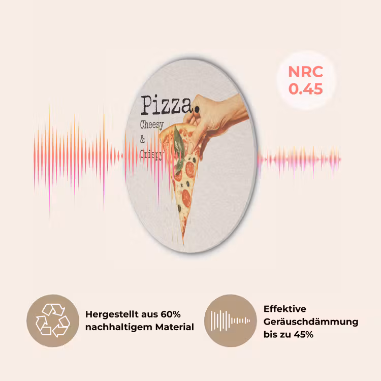 Pizza - Kaas - Pepperoni Akoestische PET Vilt - Rond klein -USP_DE