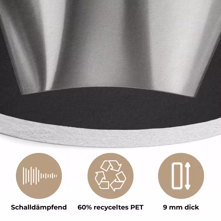 Frietjes - Futuristisch - Zilver Akoestische PET Vilt - Rond klein -closeup_DE