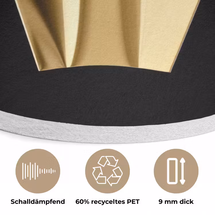Friet - Goud - Chrome - Eten Akoestische PET Vilt - Rond klein -closeup_DE