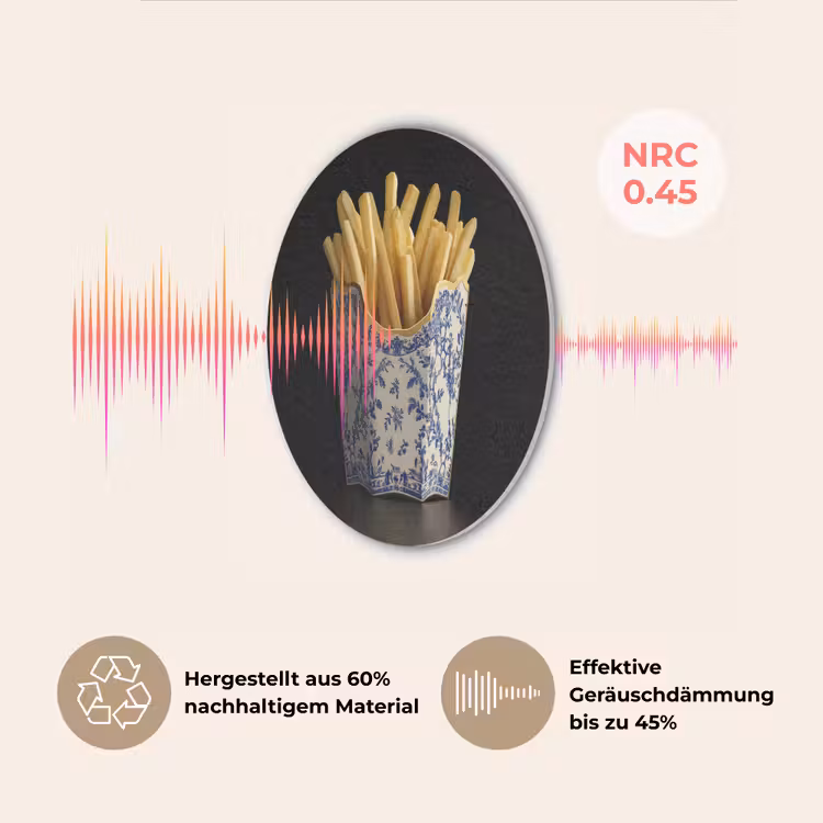Friet - Porselein - Delfts blauw - Eten Akoestische PET Vilt - Rond klein -USP_DE