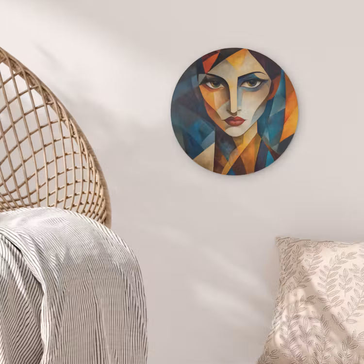 Portret - Abstract - Vormen Akoestische PET Vilt - Rond klein -sfeer4