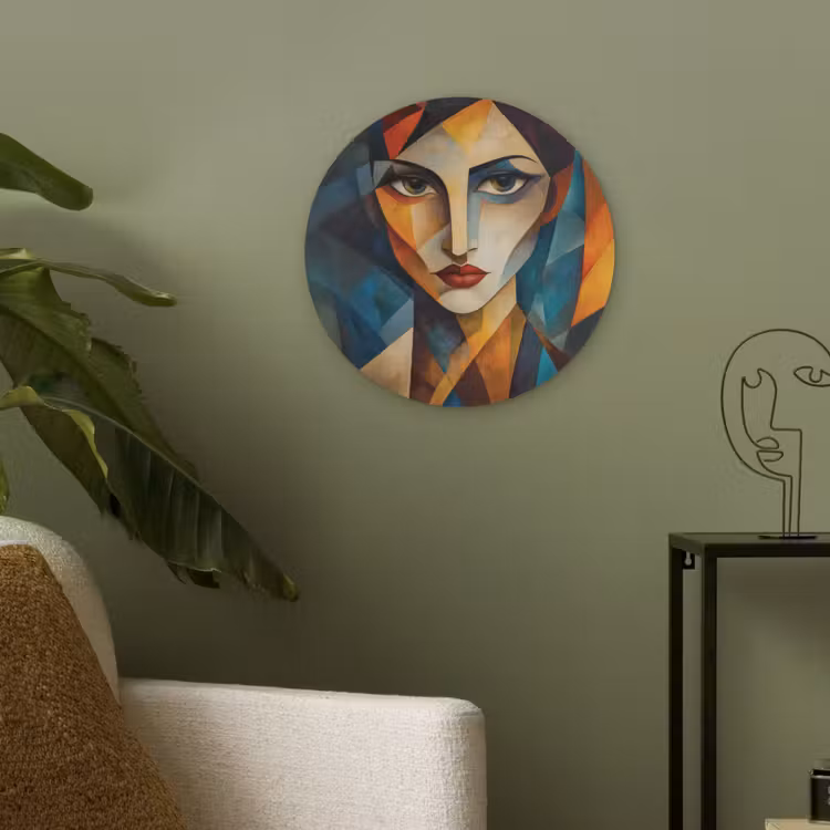 Portret - Abstract - Vormen Akoestische PET Vilt - Rond klein -sfeer2