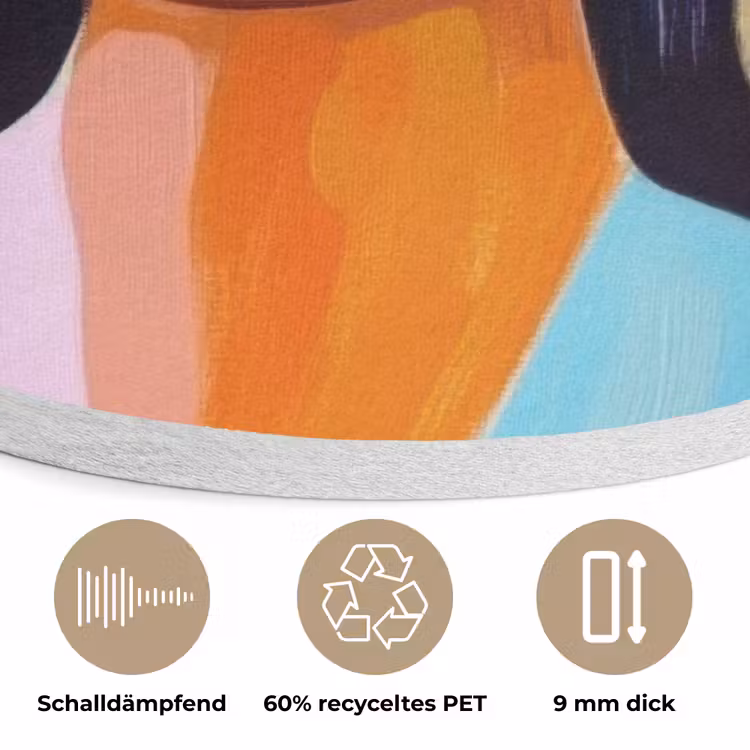 Portret - Vrouw - Modern Akoestische PET Vilt - Rond klein -closeup_DE