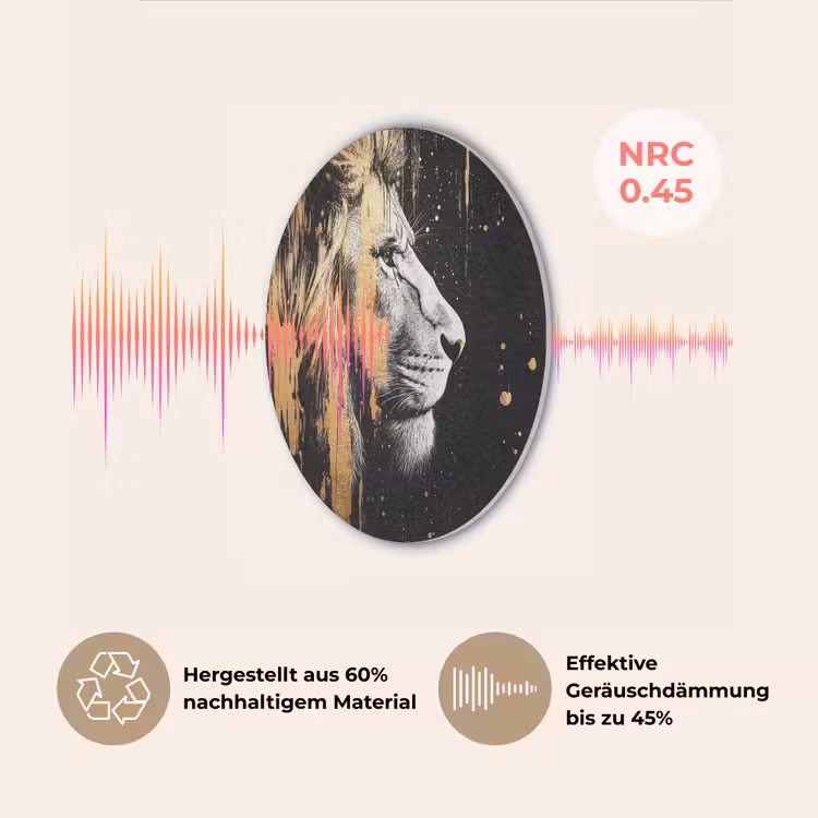 Portret - Leeuw - Abstract - Goud Akoestische PET Vilt - Rond klein -USP_DE