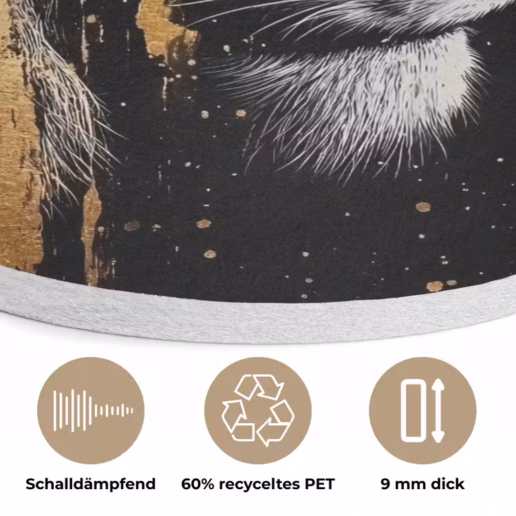 Portret - Leeuw - Abstract - Goud Akoestische PET Vilt - Rond klein -closeup_DE