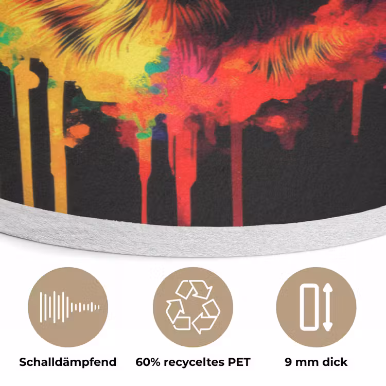 Puck - Hond - Verf - Kleuren Akoestische PET Vilt - Rond klein -closeup_DE