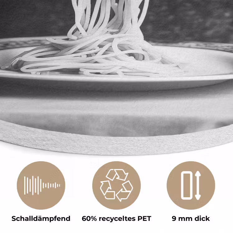 Poedel - Hond - Zwart - Wit - Schattig - Pasta Akoestische PET Vilt - Rond klein -closeup_DE
