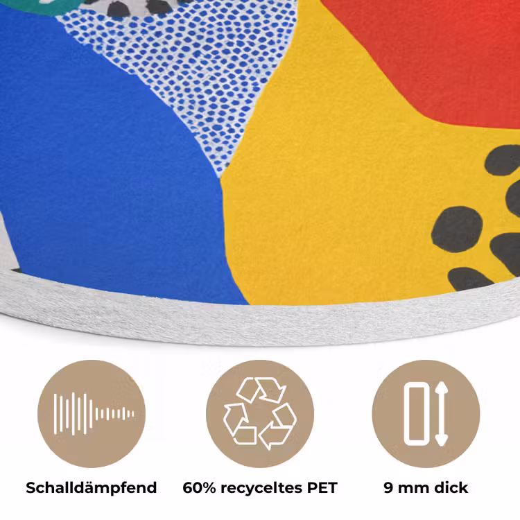 Stippen - Vormen - Modern - Kleuren Akoestische PET Vilt - Rond klein -closeup_DE