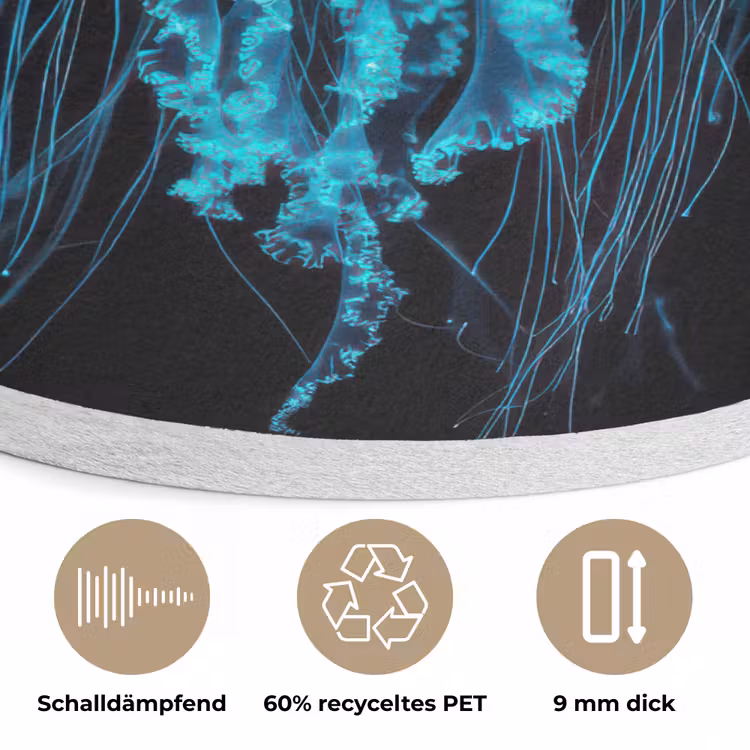 Kwal - Tentakels - Blauw - Licht Akoestische PET Vilt - Rond klein -closeup_DE
